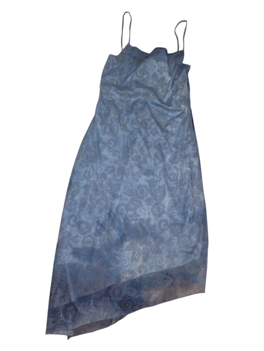 Vintage My Michelle Blue Floral Asymmetrical Slip Dress Size L